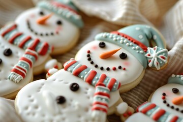 Cookies Snowman. Christmas-Themed Cookie Snowman with Fondant Icing Detail