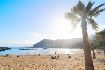 coast line of beach las Teresitas by Santa Cruz de Tenerife, Spain