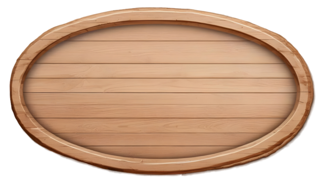 Oval wooden plank cut out