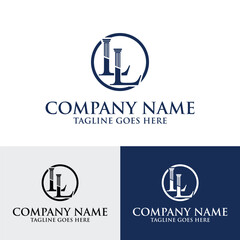 LL letter initial pillar law firm attorney logo template