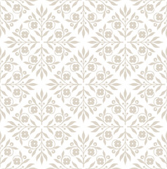 Vector beautiful damask pattern. Royal pattern with floral ornament. Seamless wallpaper with a damask pattern. Vector illustration.