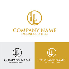 LL letter initial pillar law firm attorney logo template