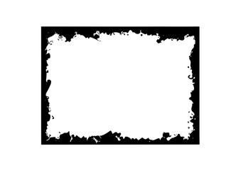 Grunge frame brush square border vector stroke paint. Texture black frame old grunge square frame.