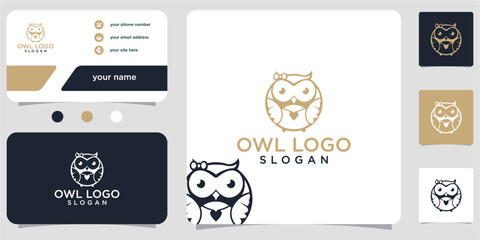 illustration of owl luxury logo. owl logo. Design logos, icons and business cards. Premium vector.