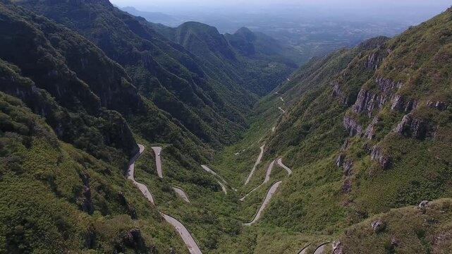 Aerial view of Rio do Rastro Road, Serra Catarinense - Bom Jardim da Serra, Santa Catarina, Brazil