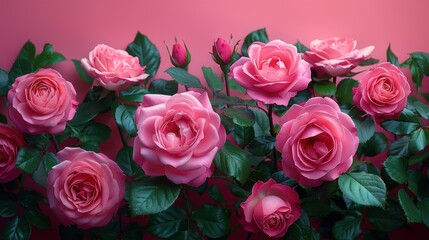 Obraz premium Pink Roses in Bloom