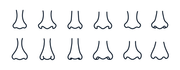 Nose line icon vector illustration. Nose smell human cartoon line icon.