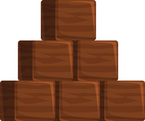 Brown wooden cubes stacked in a pyramid shape, creating a sense of stability and order