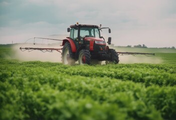 Fototapeta premium agriculture ar tractor field pesticide spraying spray plantation ecological outdoors sorghum technology organic