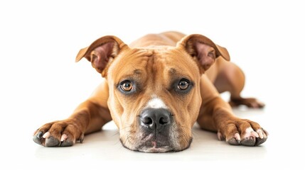 Obraz premium Four Year Old American Staffordshire Terrier on White Background