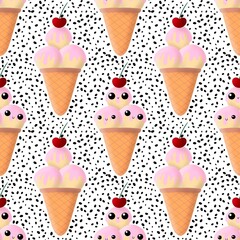 Summer cartoon print seamless ice cream pattern for wrapping paper and fabrics