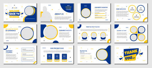 Education PowerPoint presentation slides template design. Use for modern keynote presentation background, brochure design, website slider, landing page, annual report, 