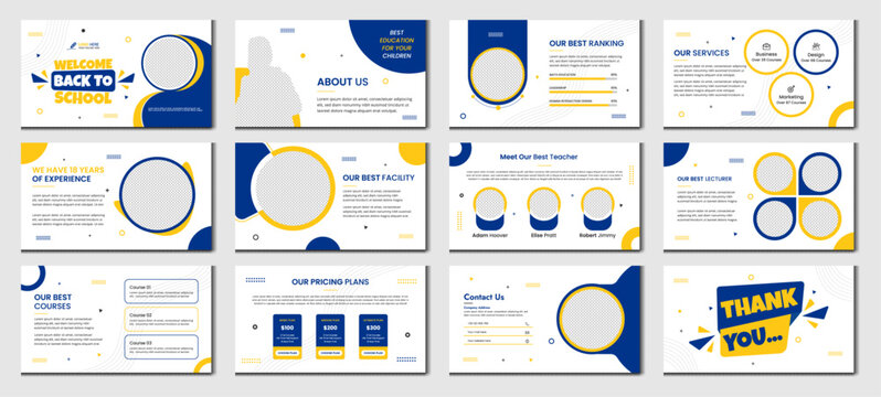 Education PowerPoint presentation slides template design. Use for modern keynote presentation background, brochure design, website slider, landing page, annual report, 