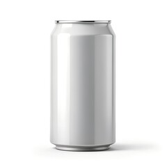 On a white surface, there is a white aluminum can placed