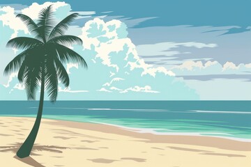 Obraz premium palm-tree-sunrise--silhouette-vector. Beautiful simple AI generated image in 4K, unique.