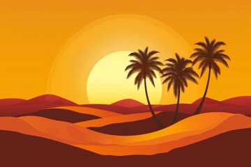 dark-palm-trees-silhouettes-on-colorful-tropical. Beautiful simple AI generated image in 4K, unique.