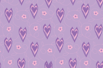 Purple heart seamless patterns for girl, wrapping paper. Romantic ornament. Valentines day wrapping paper