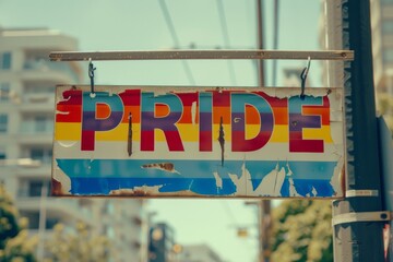 A colorful shiny rainbow-colored balloon letters spelling "pride". . Beautiful simple AI generated image in 4K, unique.