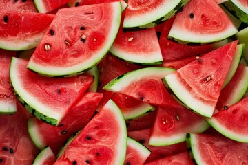   A close-up of a sliced melon on a pink surface surrounded by other melons and cut pieces. Beautiful simple AI generated image in 4K, unique.