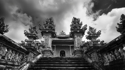 Large building with many pillars and steeple