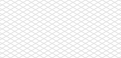 Seamless geometric pattern based on repetitive wavy shapes on a white background.