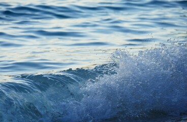 Sea wave with bubbles and foam water summer background