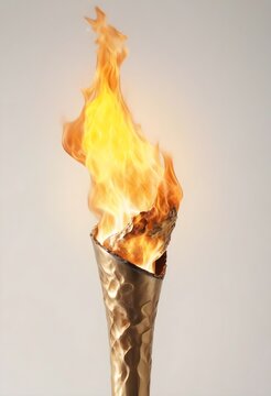 The burning Olympic torch, isolated light background
