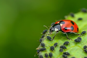 Naklejka premium Two Ladybugs on Cherry Blossom Branches - Generative AI. Beautiful simple AI generated image in 4K, unique.