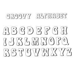 Vector groovy alphabet isolated on a white background