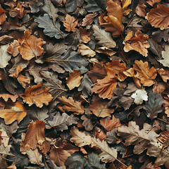 Fototapeta premium Multicolor Leaves Illustrated in a Repeating Pattern 