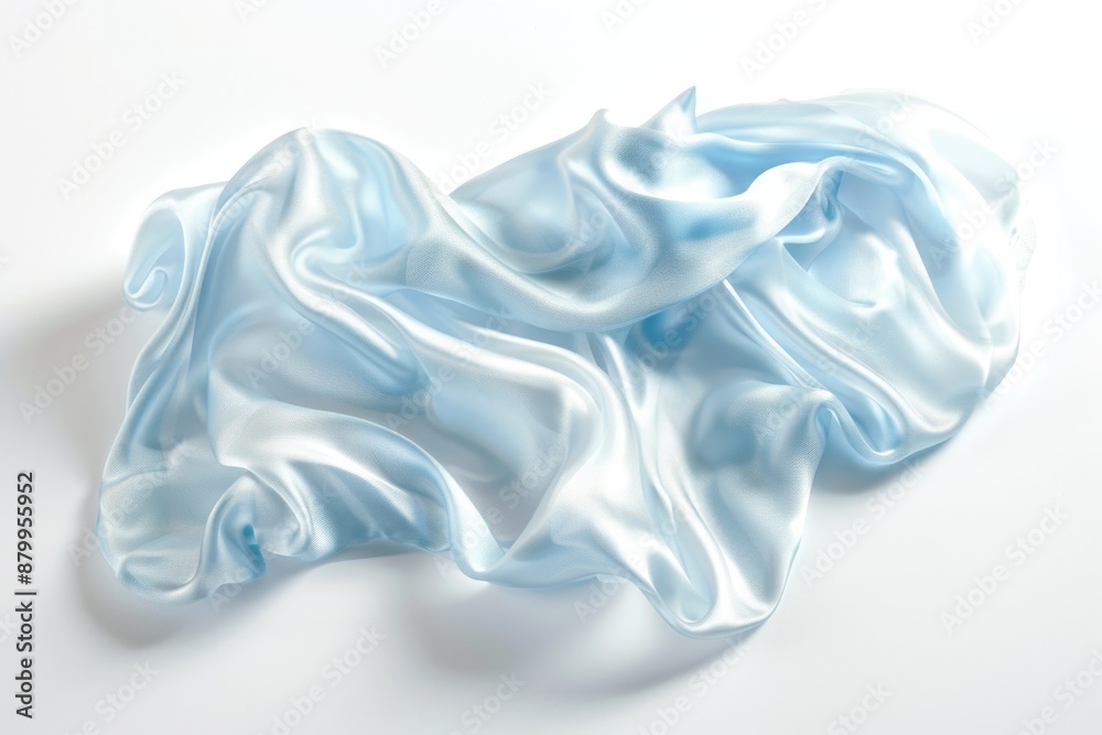 Poster a soft light blue fabric against a pure white background, suitable for textile design or pattern use