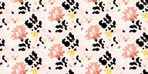 Simple glitch geometric seamless abstract banner with playful woven summer color. Bright whimsical gender neutral border bold irregular shape textile cotton effect edging.