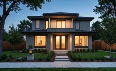 modern exterior home made with glasses