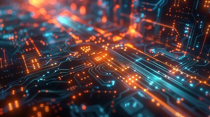 Illuminated Pathways of Online Commerce: Abstract Digital Interface with Glowing Data Nodes