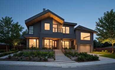 Fototapeta premium modern exterior home made with glasses