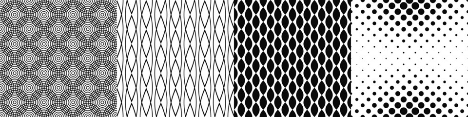 Naklejka premium Black and white pattern collection