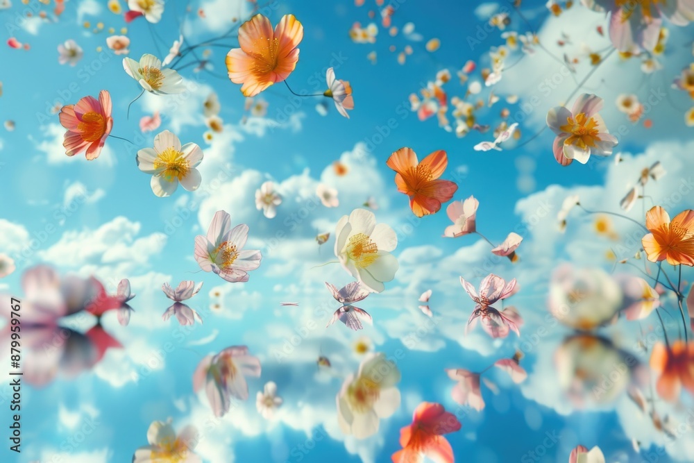 Canvas Prints A cluster of colorful flowers suspended in mid-air