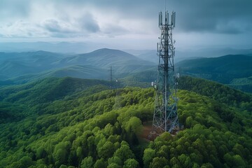 Obraz premium Rural West Virginia Cell Tower Amid Forested Area