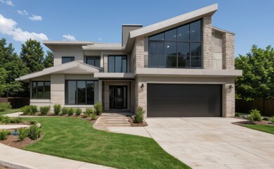 Fototapeta premium modern exterior home made with glasses