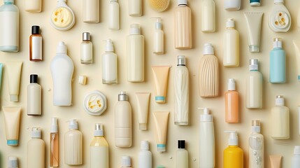 Array of Varied Body Lotion Bottles Displaying Diverse Brands and Types for Skincare Enthusiasts