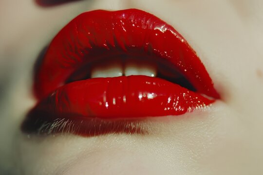 Close-up view of a woman's lips with black lipstick. Ideal for makeup tutorials and edgy fashion editorials. Beautiful simple AI generated image in 4K, unique.