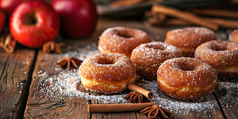 Apple cider donuts on the table