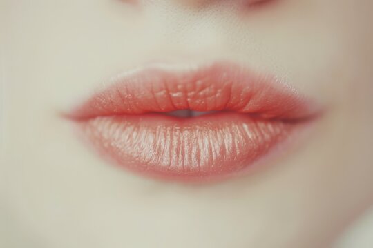 Close-up of women's pink lips. Make up. Beautiful simple AI generated image in 4K, unique.