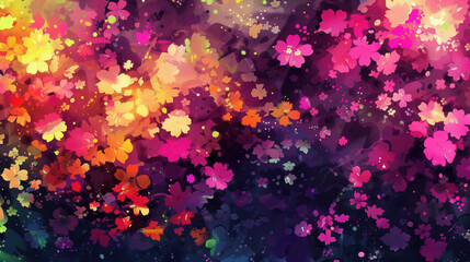 Obraz premium Colorful Abstract Floral Painting With Vibrant Flower Shapes