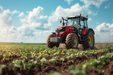 Obraz premium Modern Tractor Technology in Agricultural Farming