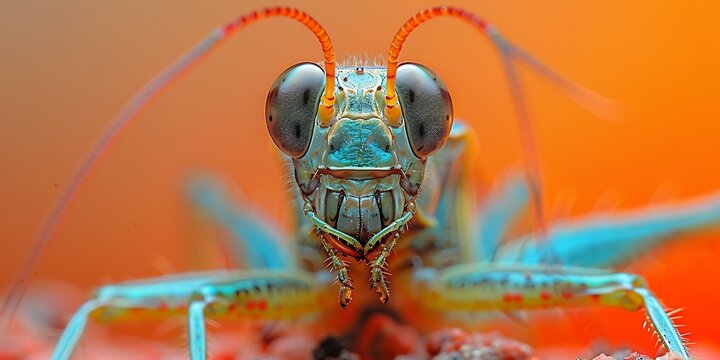 Abstract macro photography of an insect with vibrant colors
