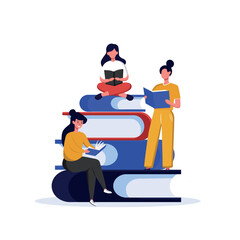 Diverse people sitting and reading books