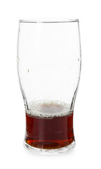 Almost empty glass of beer isolated on white
