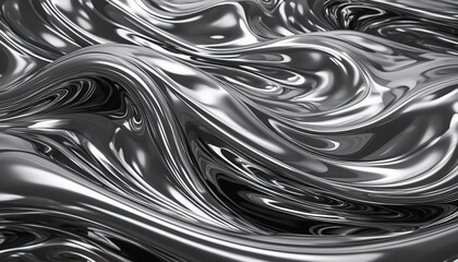 Glossy Silver Metal Fluid Texture 3D Render