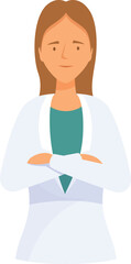 Female doctor is standing confidently with her arms crossed, conveying professionalism and expertise in healthcare